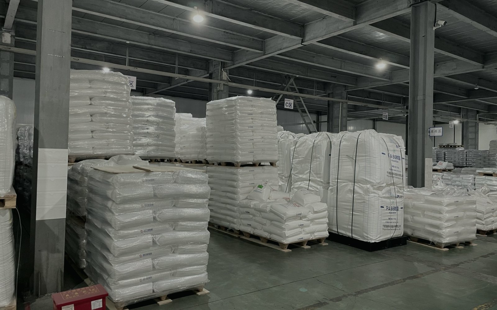 Finished goods staged in the dispatch warehouse